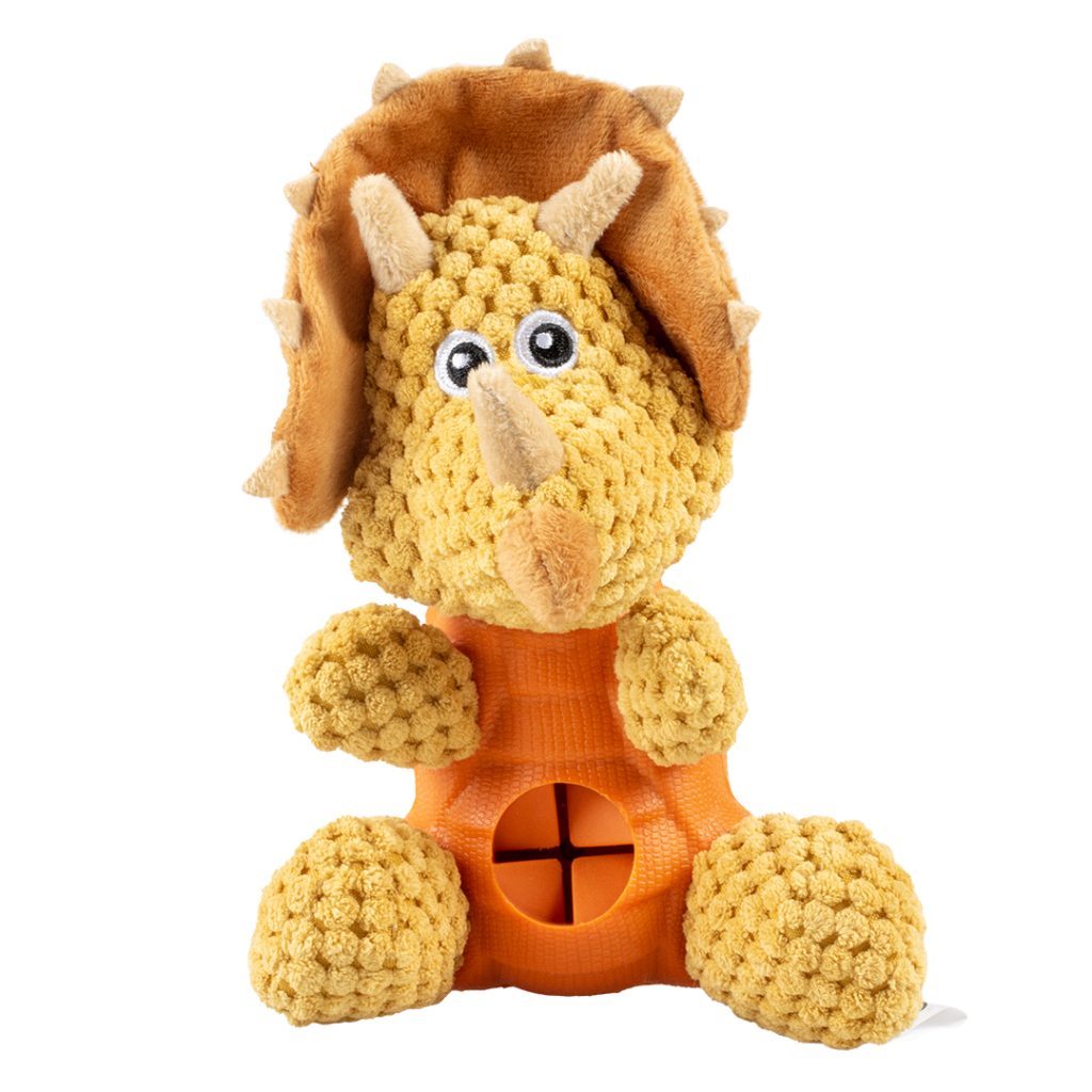 Pluche & rubber Triceratops dispenser Meerkleurig